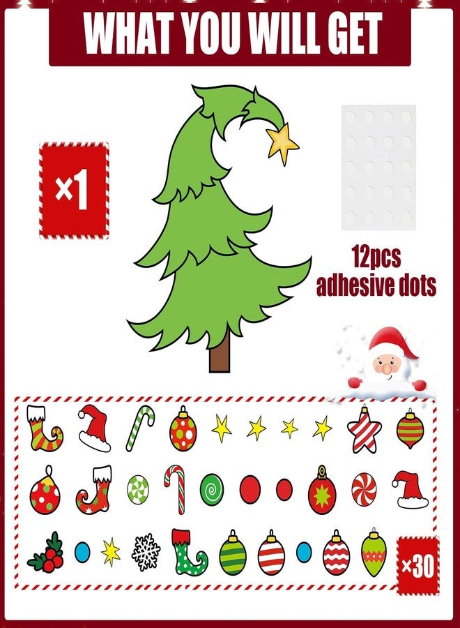 ojustbeok DIY Felt Christmas Tree Ornaments Wall Hanging Xmas Tree Crafts Kit Montessori Winter Holiday Decor for Toddlers Felt Board Craft Holiday Christmas Gifts for Kids Wall Detachable 30 Ornaments 3.12 FT - Image 3